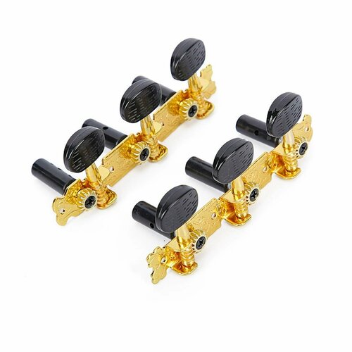 Комплект колковой механики для классической гитары с втулками 35 мм Золото Ручки черные Втулки черные 949₽