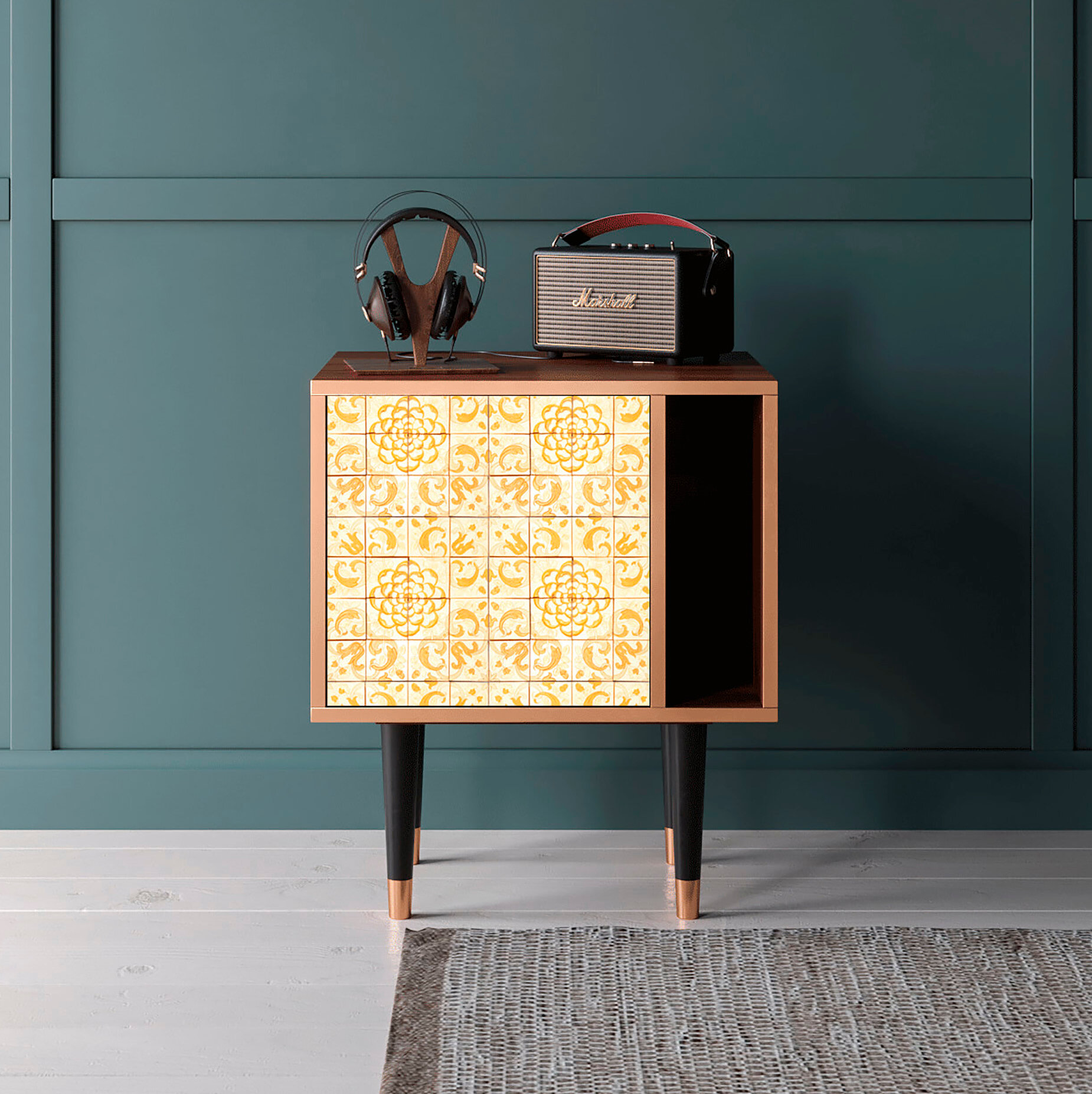 Прикроватная тумба - STORYZ - S2 Sunshiny Tile, Размер - 58 x 69 x 48 см, Цвет - Орех