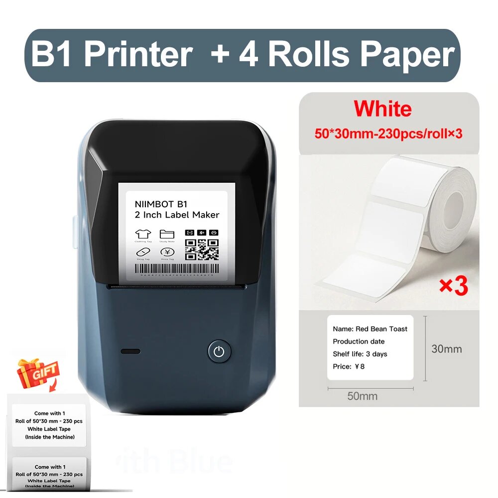 Niimbot B1 карманный термопринтер этикеток, D BL-50x30-2Rolls