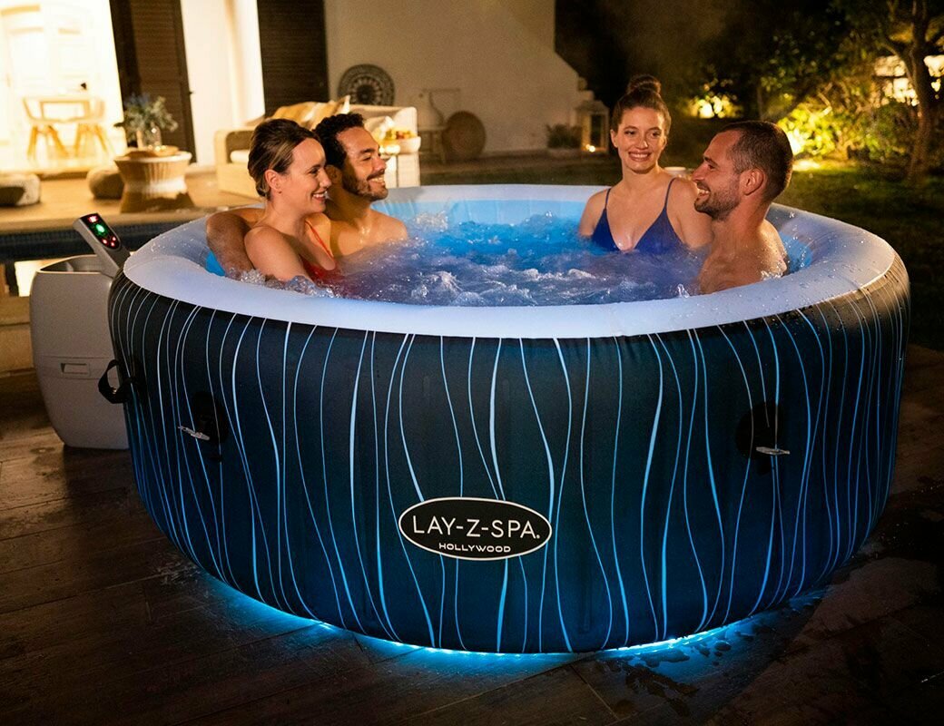 Надувной СПА бассейн Bestway LAY-Z-SPA Hollywood с аэромассажем и подсветкой, 196х66 см, 60059