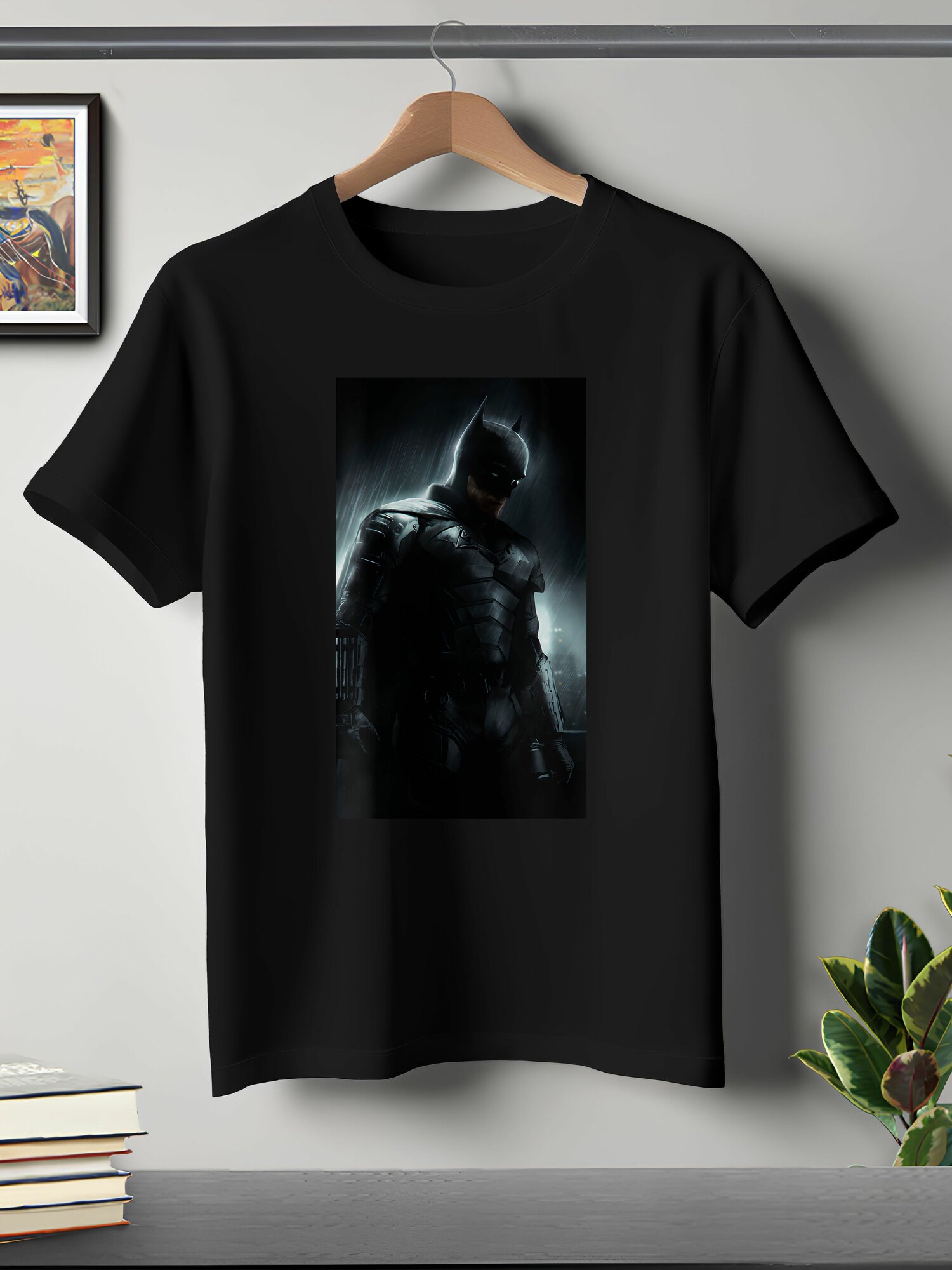 Футболка ONEQ унисекс 50-52 (XL) размер с принтом Бэтмен, черная, размер XL, черный
