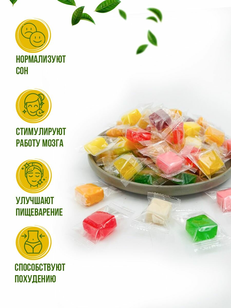 Конфеты Манго кубики жевательные Ассорти вкусов, Полезно и Вкусно! мармелад желейный, 1кг / 1000г — фото 1