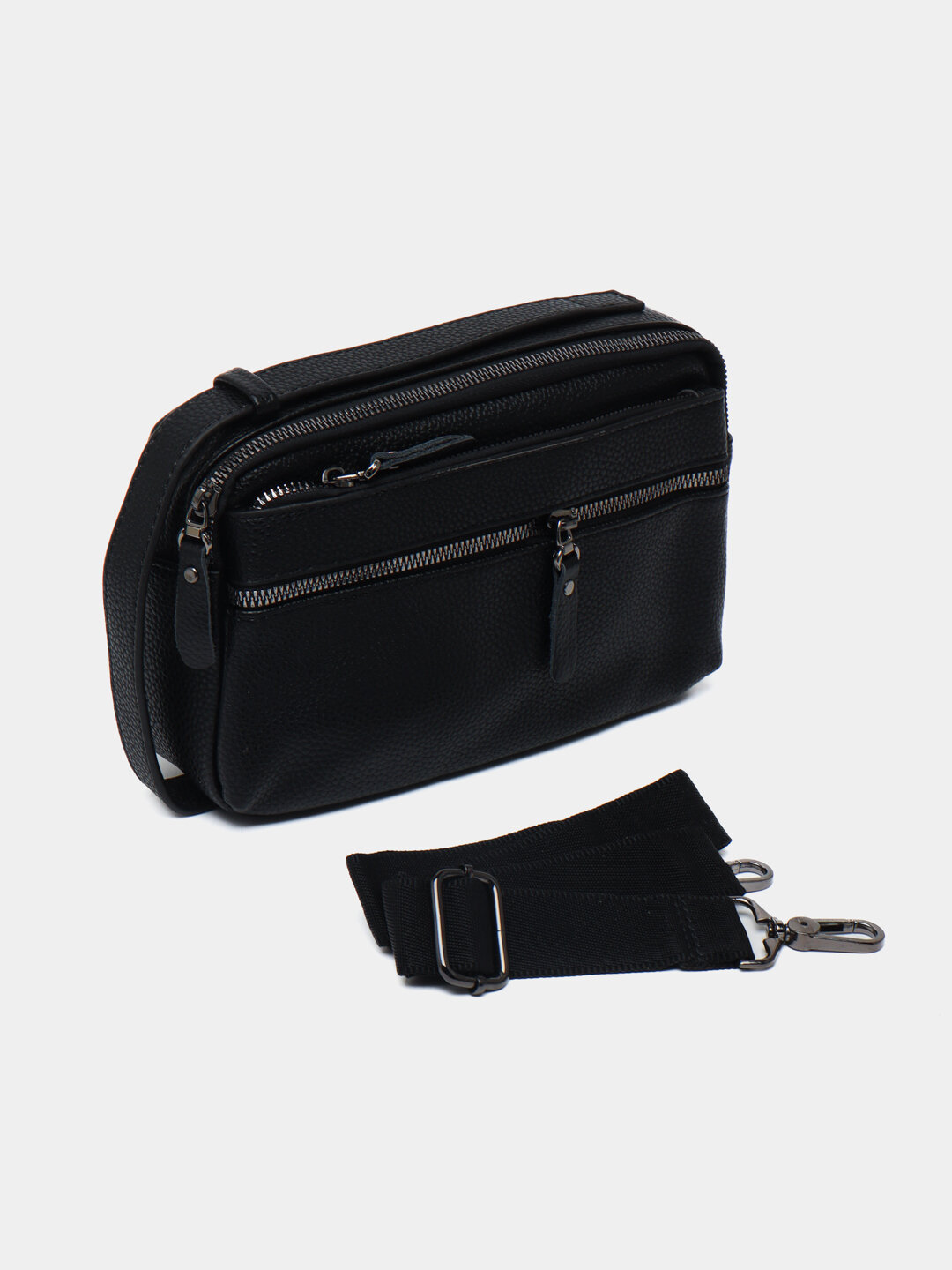 Портмоне, фактура лаковая, черный, гладкий — фото 1