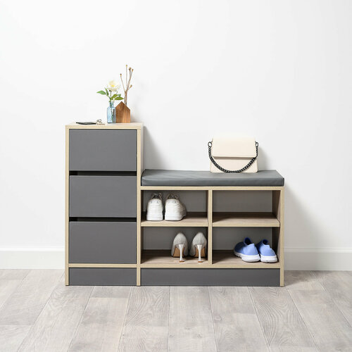 Обувница, Тумба для обуви Лайт 10.84 F Интра, Артвуд темный