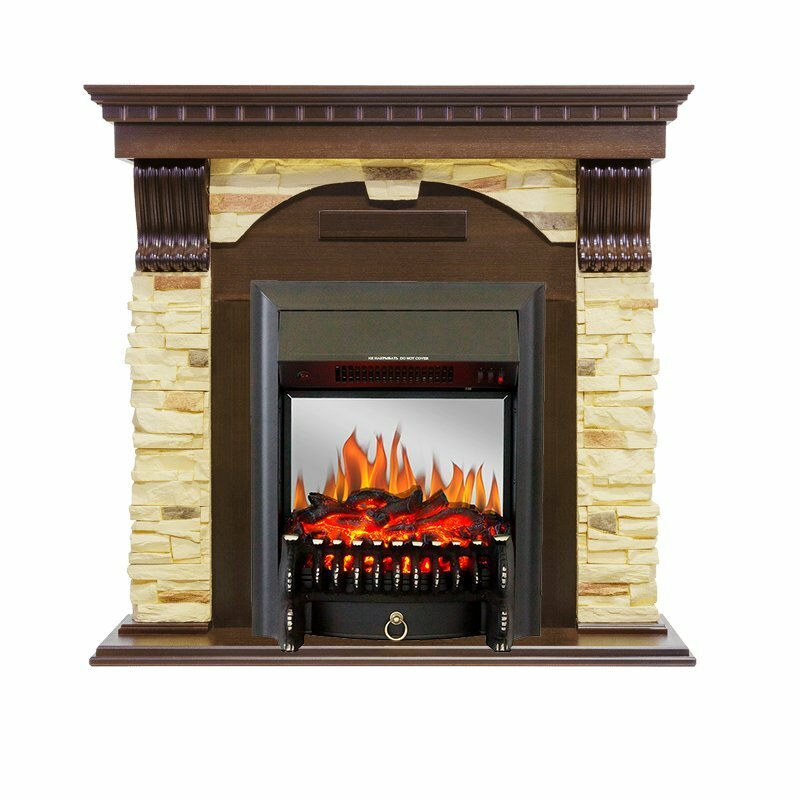 Каминокомплект Royal Flame Dublin угловой - Темный дуб / Сланец с очагом Fobos FX M Black