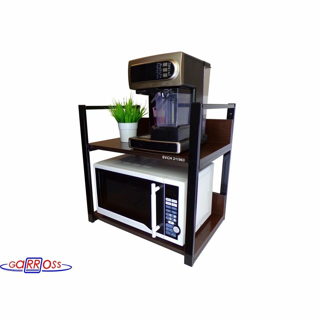 Полка для микроволновки с бортикам MAIMA 211963 полки 35х54см, цвет полок венге, каркасы черные