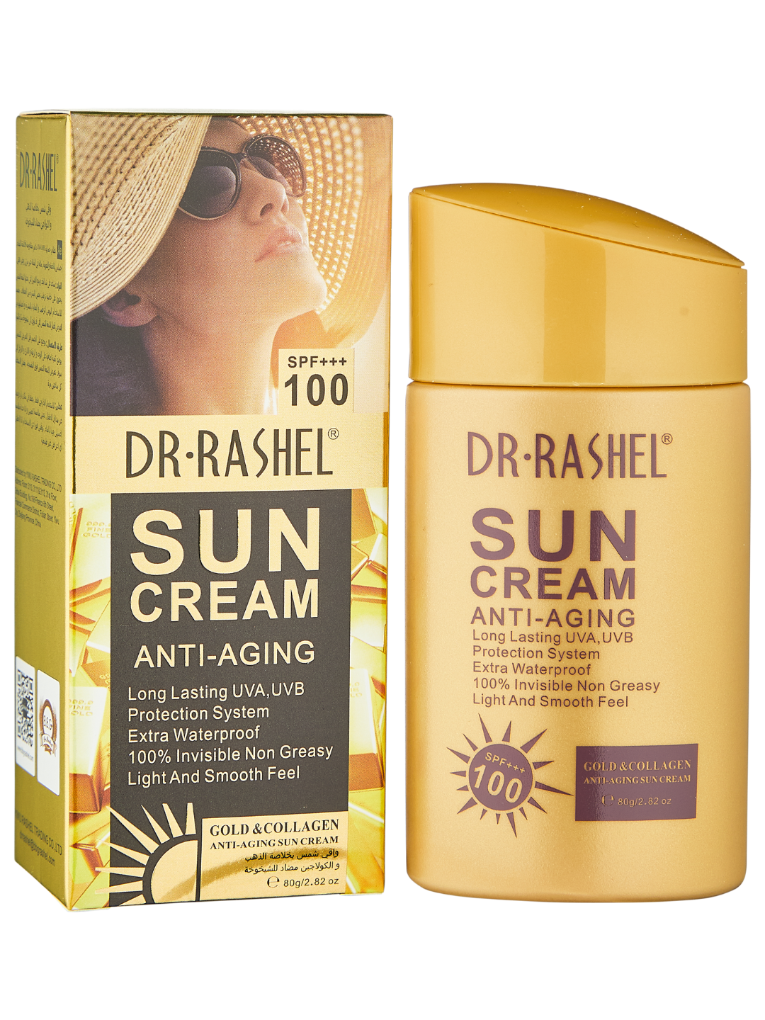 Солнцезащитный крем Dr.Rashel Gold Collagen SPF100, антивозрастной, для всех типов, 80мл