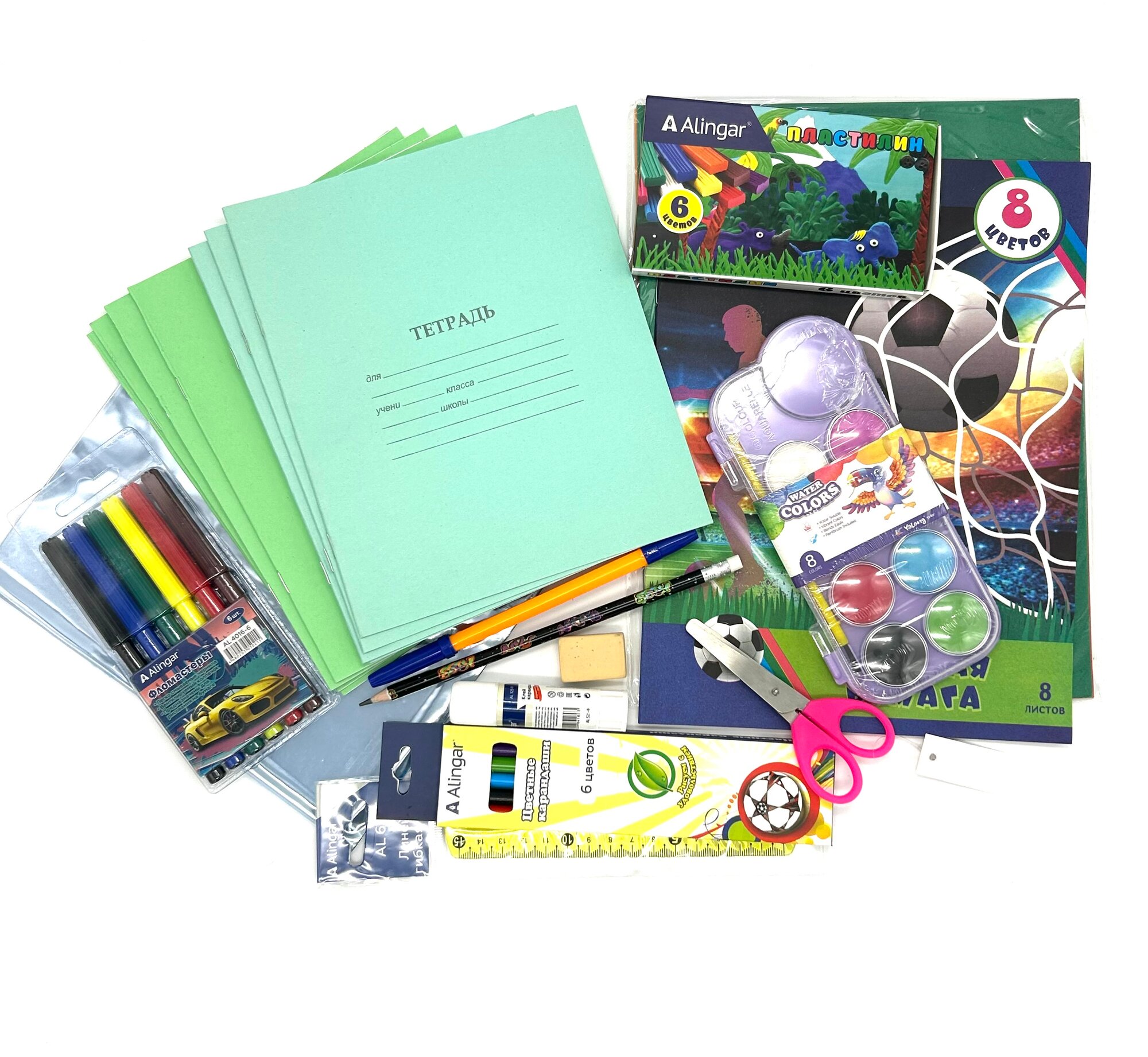 Набор канцелярских товаров на 32 предмета для школы начальных классов