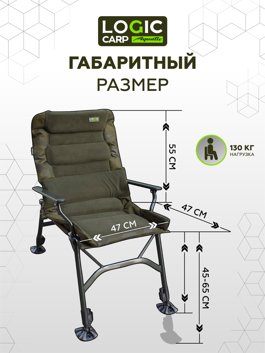 Кресло Logic Carp "ARMCHAIR Standart", с подлокотниками, складное, максимальная нагрузка 130кг — фото 1