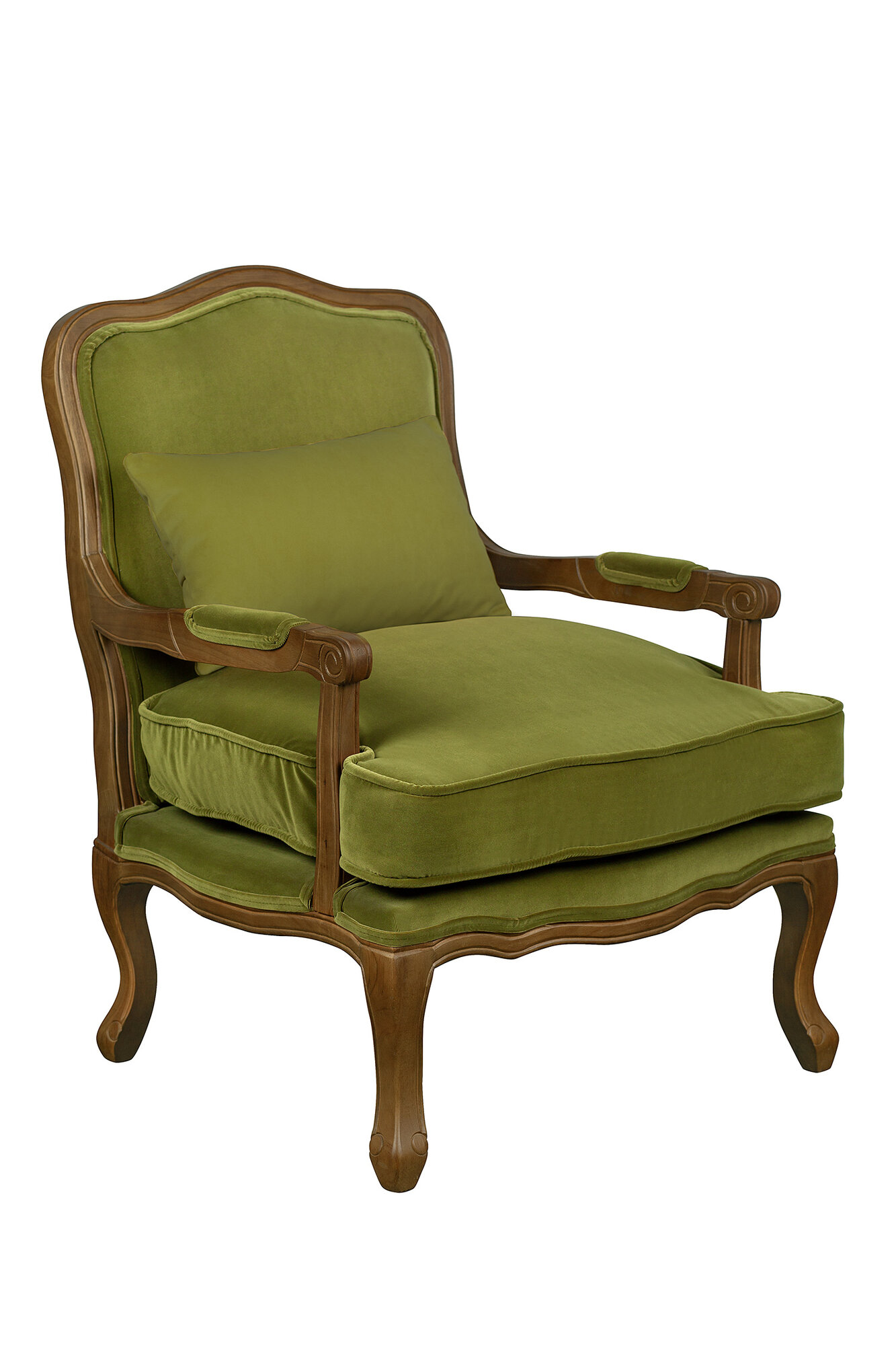 Кресло Mak-Interior "Nitro green nut", из массив дерева c подлокотниками