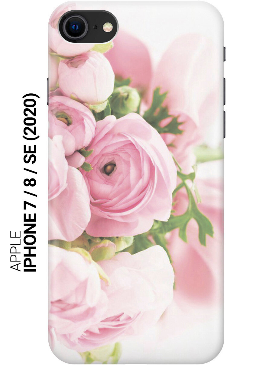 Силиконовый чехол на Apple iPhone SE (2022) / SE (2020) / 8 / 7 / Эпл Айфон СЕ 2022 / СЕ 2020 / 8 / 7 с рисунком "Розовые розы"