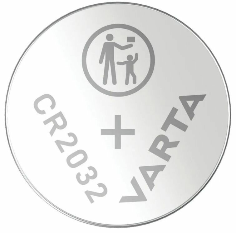 Батарейка VARTA Lithium CR2032 кнопочная (дисковая), 3V, 5 штук (5 блистеров по 1 штуке) — фото 1