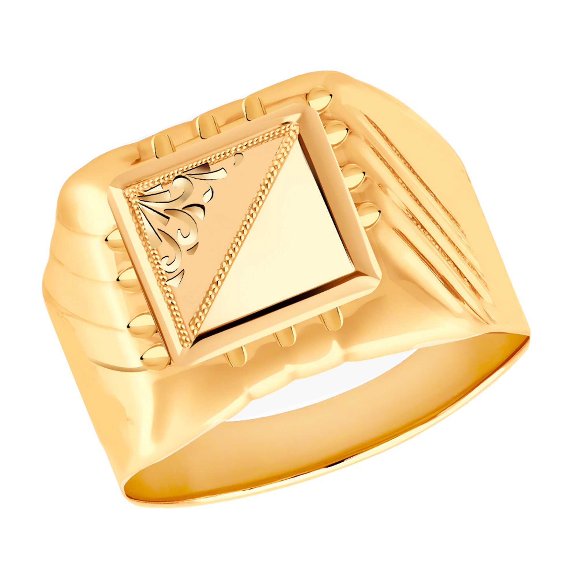Печатка Diamant online, серебро, 925 проба, золочение, размер 21