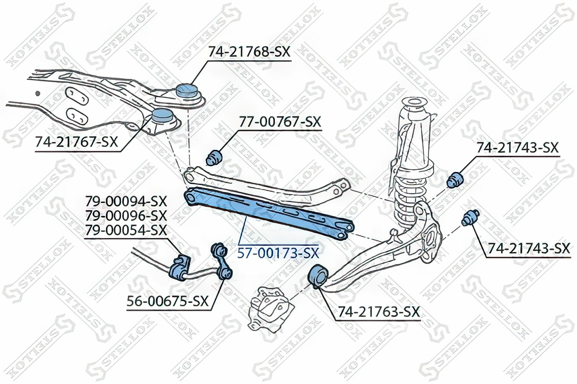 Рычаг задний нижний для Опель Вектра B, Сааб 9-5, Опель Вектра 57-00173-SX STELLOX