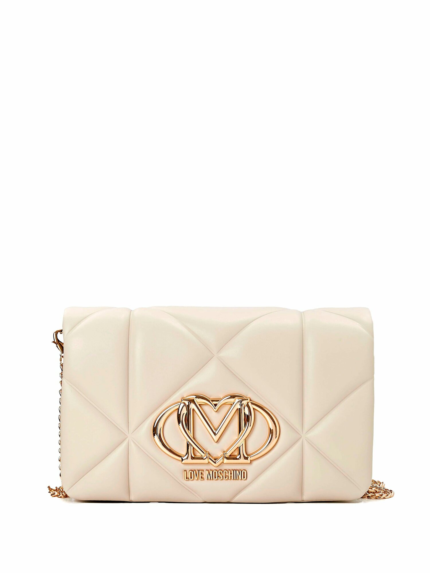 Сумка кросс-боди LOVE MOSCHINO, фактура стеганая, молочный