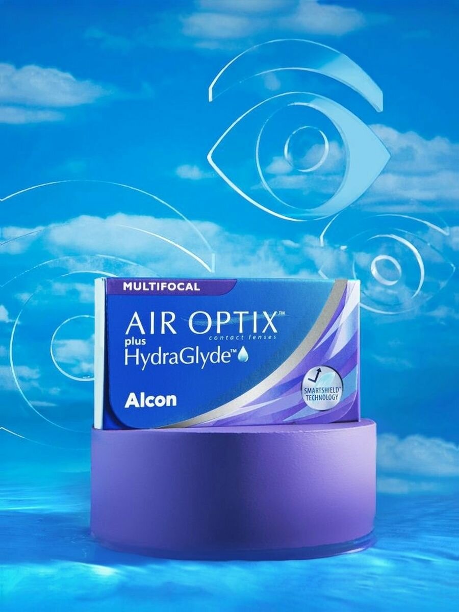 Alcon Air Optix Plus HydraGlyde multifocal (3 линзы), 8.6, -4.00, MED (средняя) — фото 1