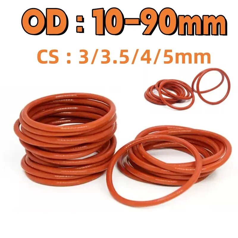 Красные силиконовые уплотнительные кольца CS 3/35/4/5 мм OD-45mm-10pcs CS-5mm