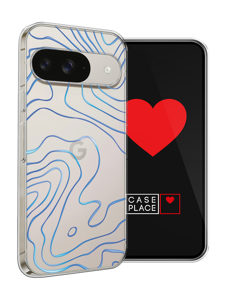 Чехол на Google Pixel 9 / Гугл Пиксель 9 с принтом Blue lines, прозрачный — фото 1