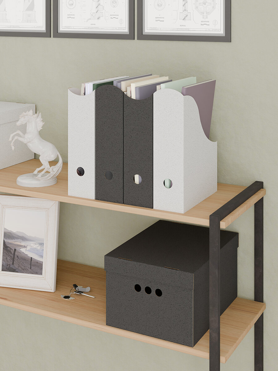 Лотки для бумаг верт, 31*23.5*8.5 см, набор 4 шт, 2 цвета, CLASSIC GREY — фото 1