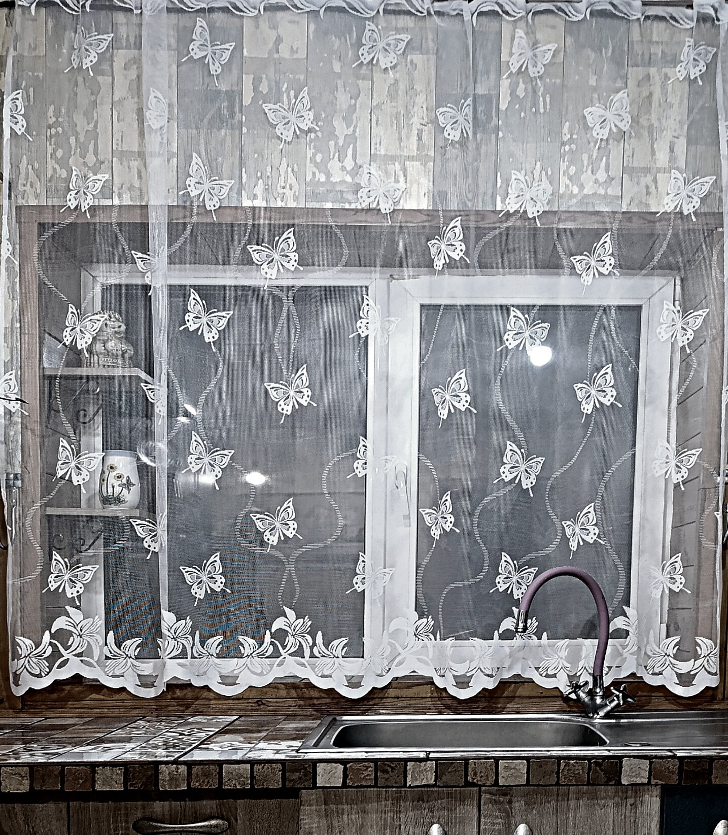 Жаккардовый тюль для кухни столовой комнаты 