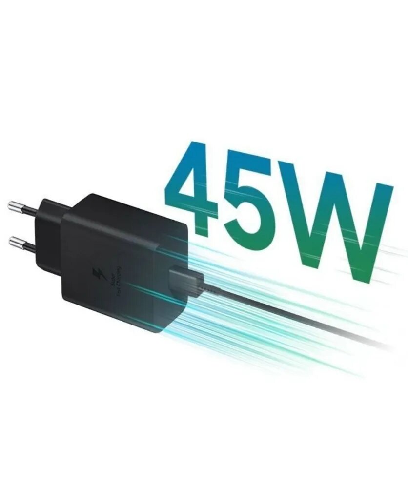 Блок зарядки для Samsung 45W USB-Type-C / быстрая зарядка, Adapter черный — фото 1
