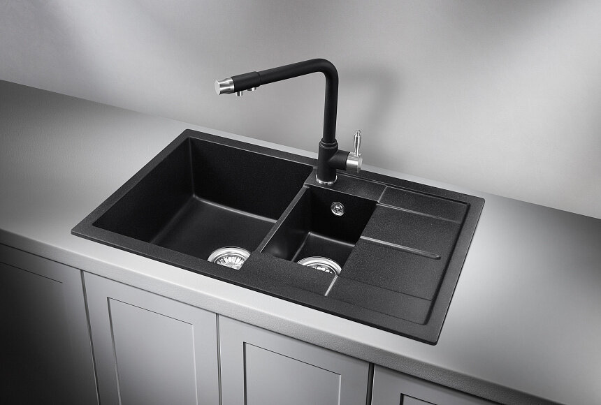 Кухонная мойка Granula 7802 (черный) - фото №2