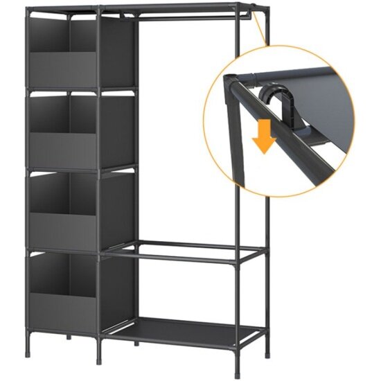 Вешалка-стеллаж Рыжий Кот для одежды 103х42х170 см 4 полки черный (108725)