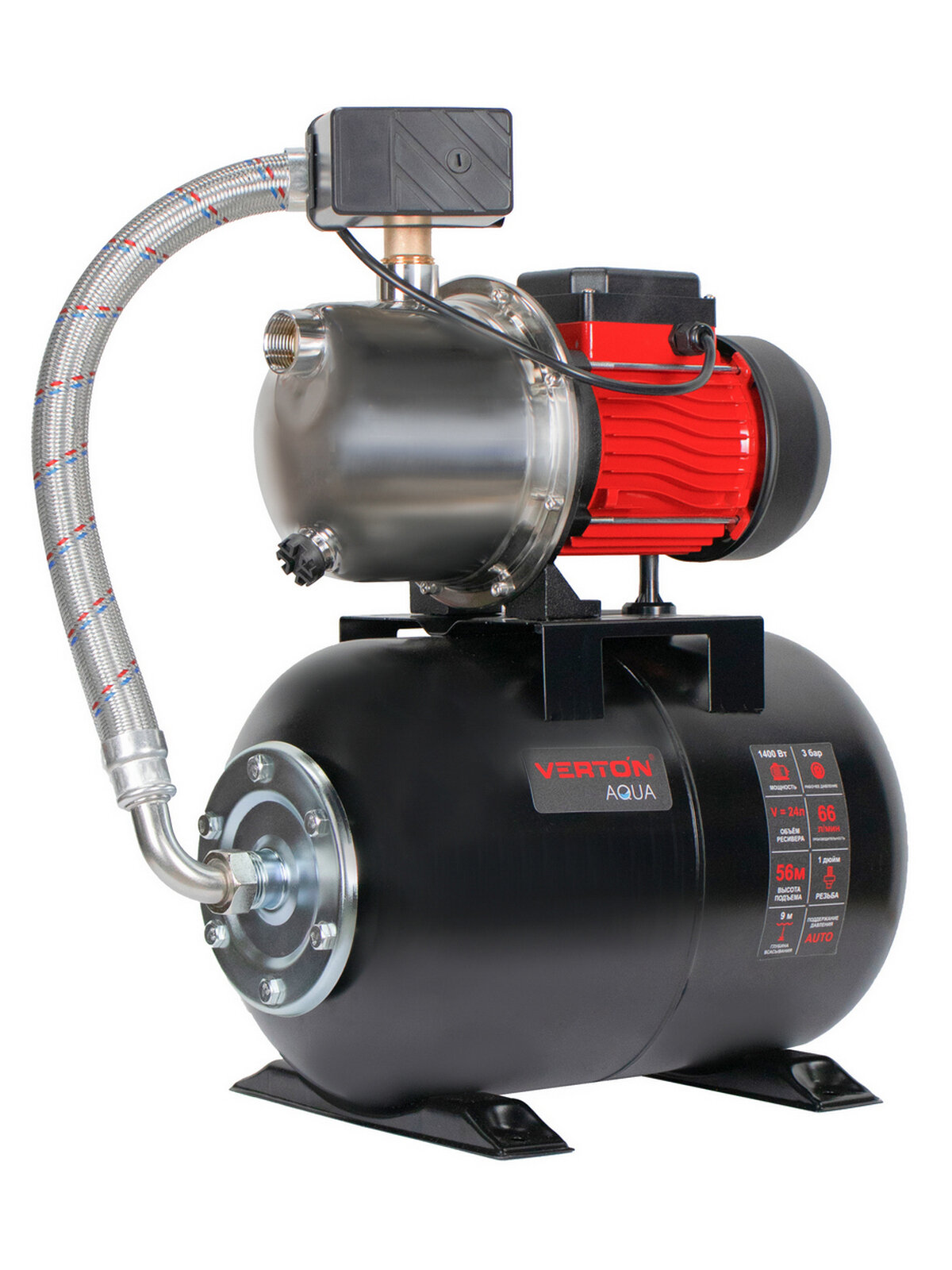 Насосная станция Verton AQUA PS1400S/24 (1400Вт 66л/мин 24л гл. 9м h 56м вых. 1/32