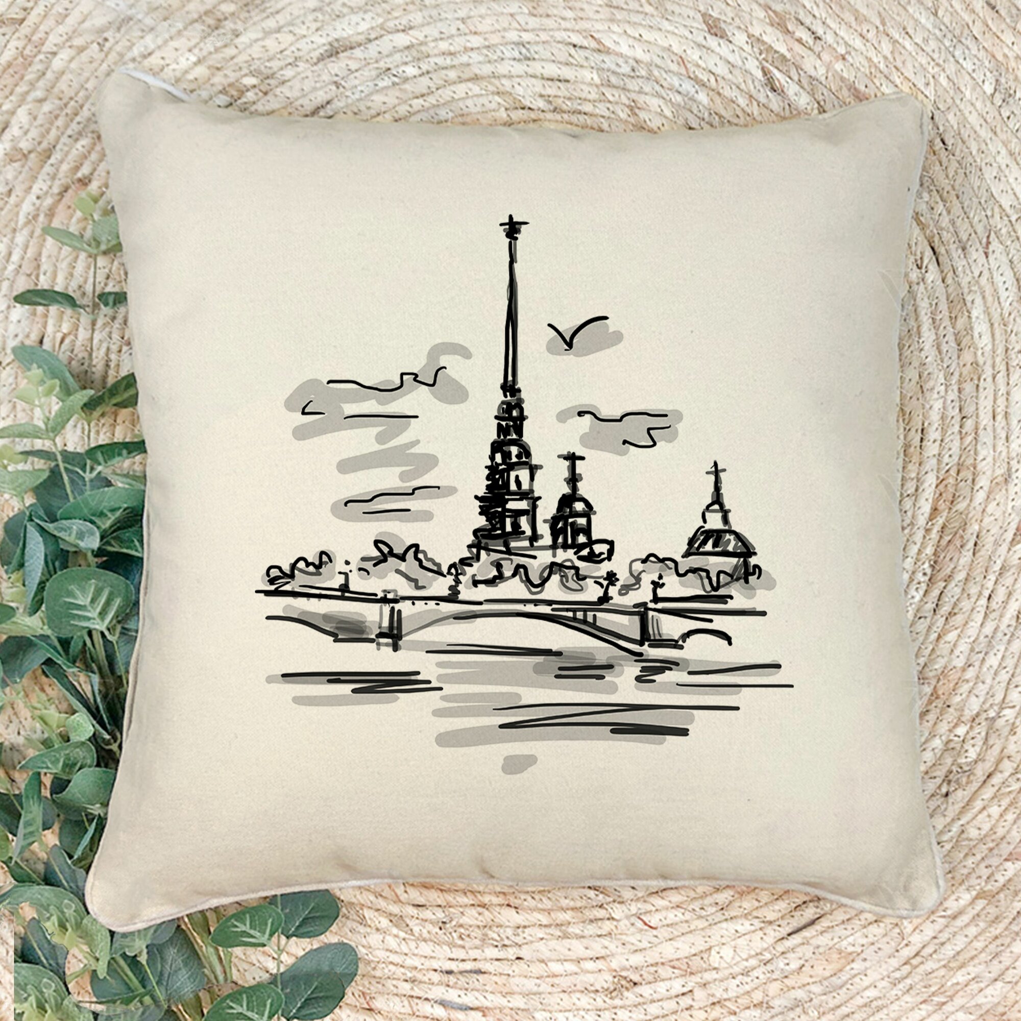 Наволочка для декоративной подушки Gerasim "Вид на Петропавловскую Крепость", 41х41 см, эко-ткань хлопок/полиэфир