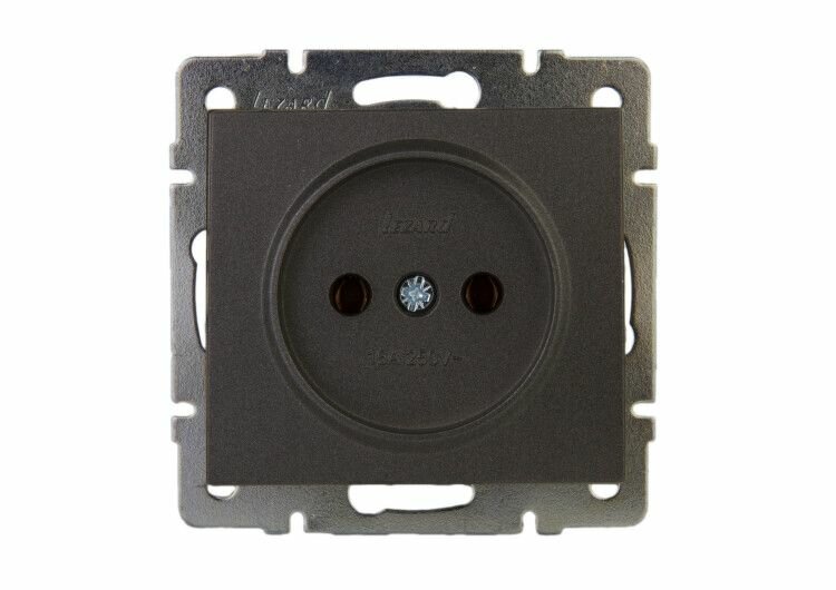 Розетка  мех м с накл   без заземл  2Р  скрыт  уст  16А 250В черный графит матов  керам осн  RAIN LE