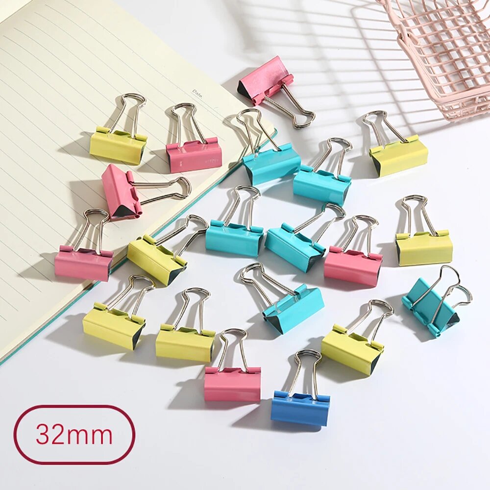 Зажимы для бумаги 32mm, 12 шт, цвет: random color