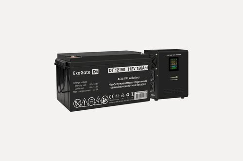 Изображение товара Комплект ИБП EX295996RUS + батарея 150Aч EX282990RUS ExeGate FineSine SX-800. LCD. AVR.2SH черный