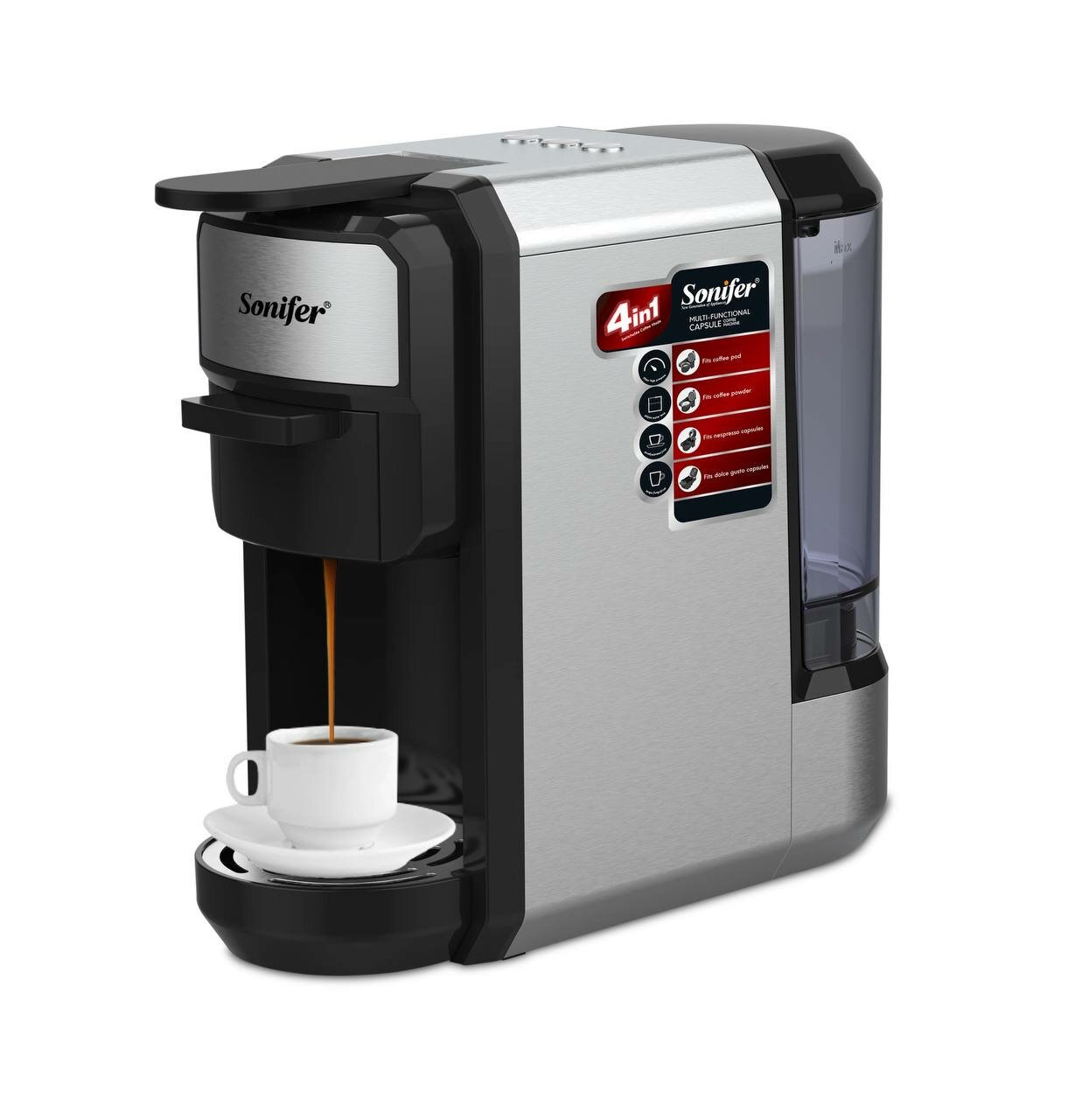 Кофемашина Sonifer SF-3580, многофункциональная, капсульная, 4 в 1