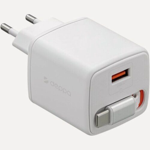 Изображение товара Сетевое зарядное устройство Deppa 30Вт, USB-C/USB-A, GaN, белый (11484)