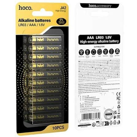 HOCO JA2 AAA LR03 1.5V Алкалиновые батарейки — высокая мощность, длительное энергоснабжение, для бытовых устройств