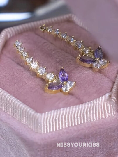 Серьги , лавандовый — фото 1