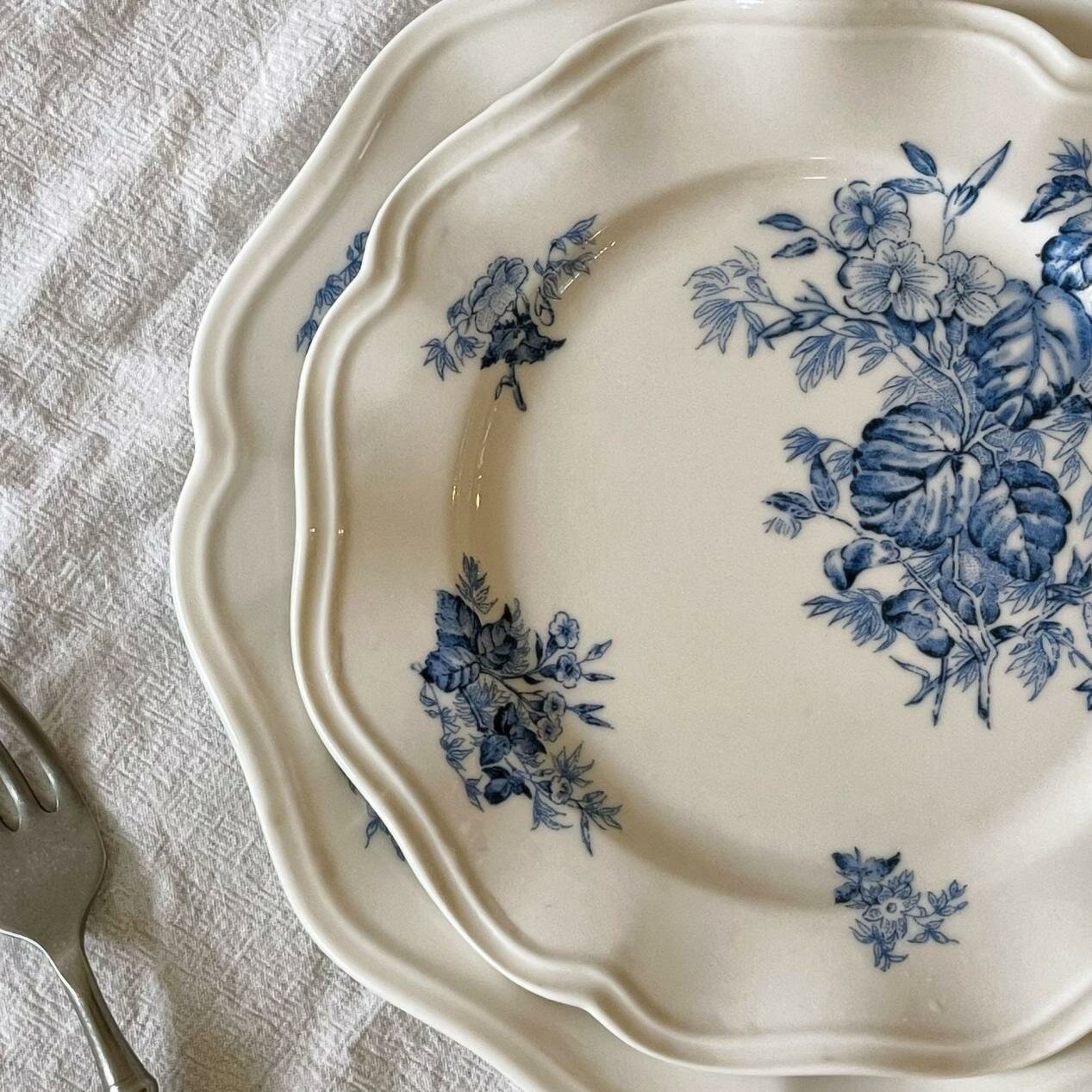 Тарелка десертная керамическая 19.5 см «Синий винтаж», блюдце для выпечки и торта