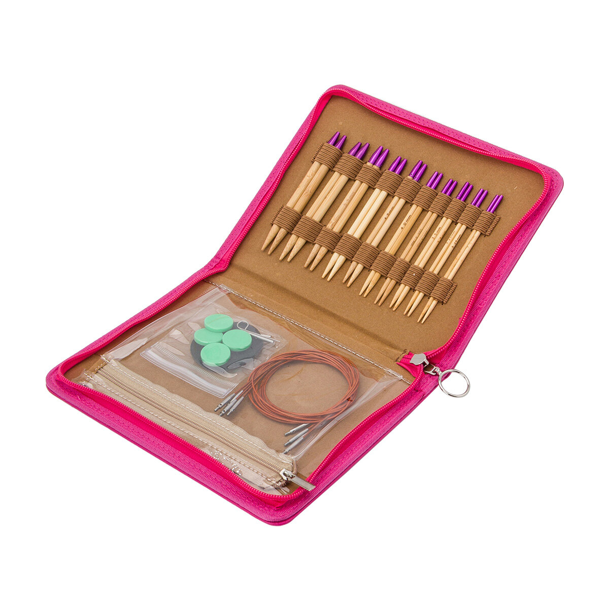 QYS-009 Набор съемных спиц для вязания 10,5см, 10 размеров (3,0мм-6,5мм), дерево