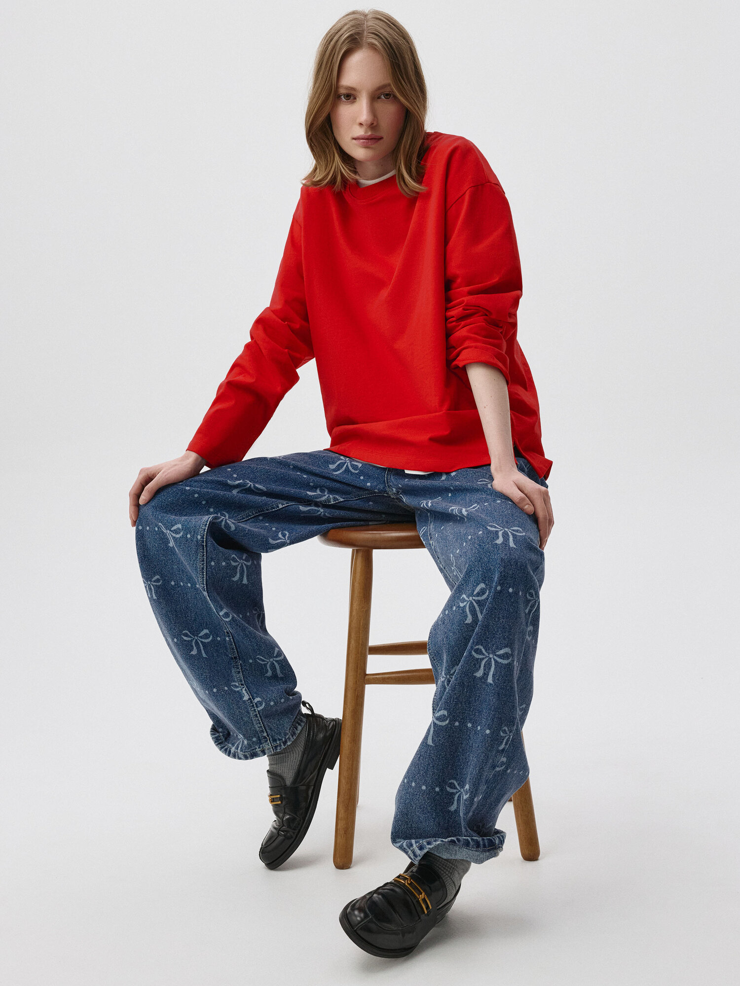 Джинсы широкие Sela Loose Straight, размер S INT, индиго — фото 1