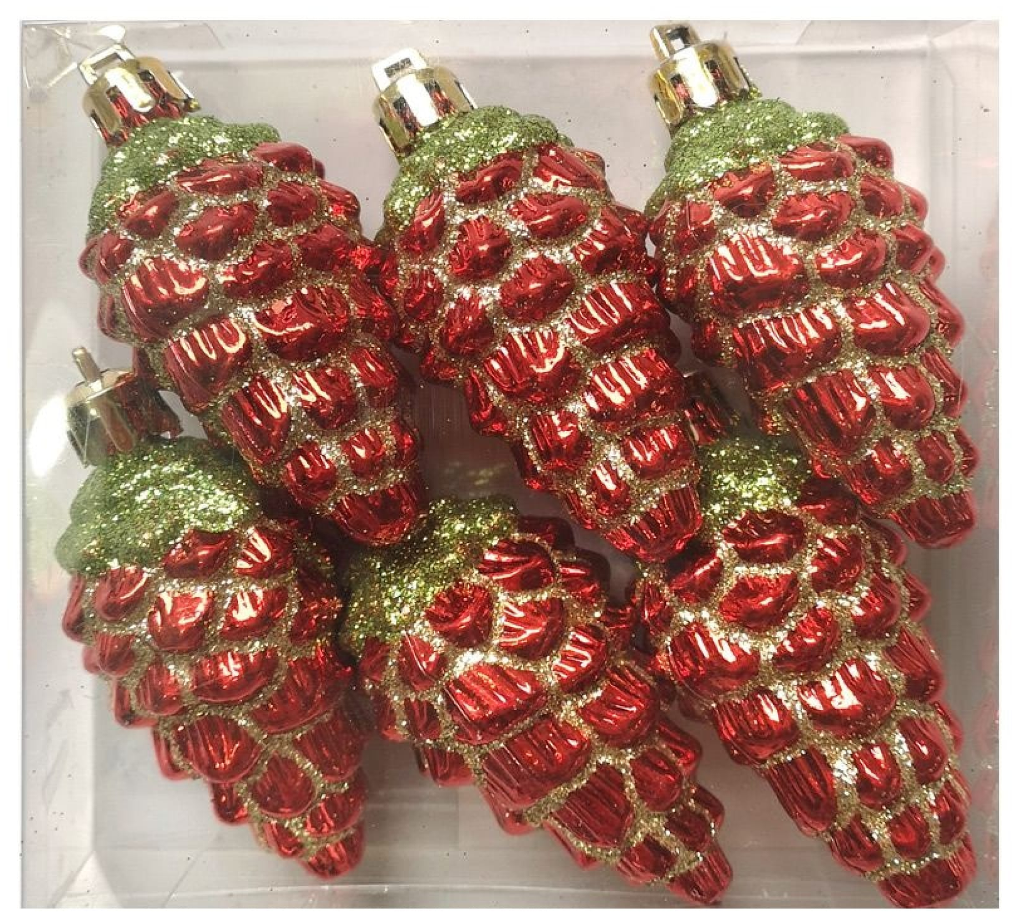 Набор елочных игрушек Волшебная страна Шишки  007476  красный  6 шт 