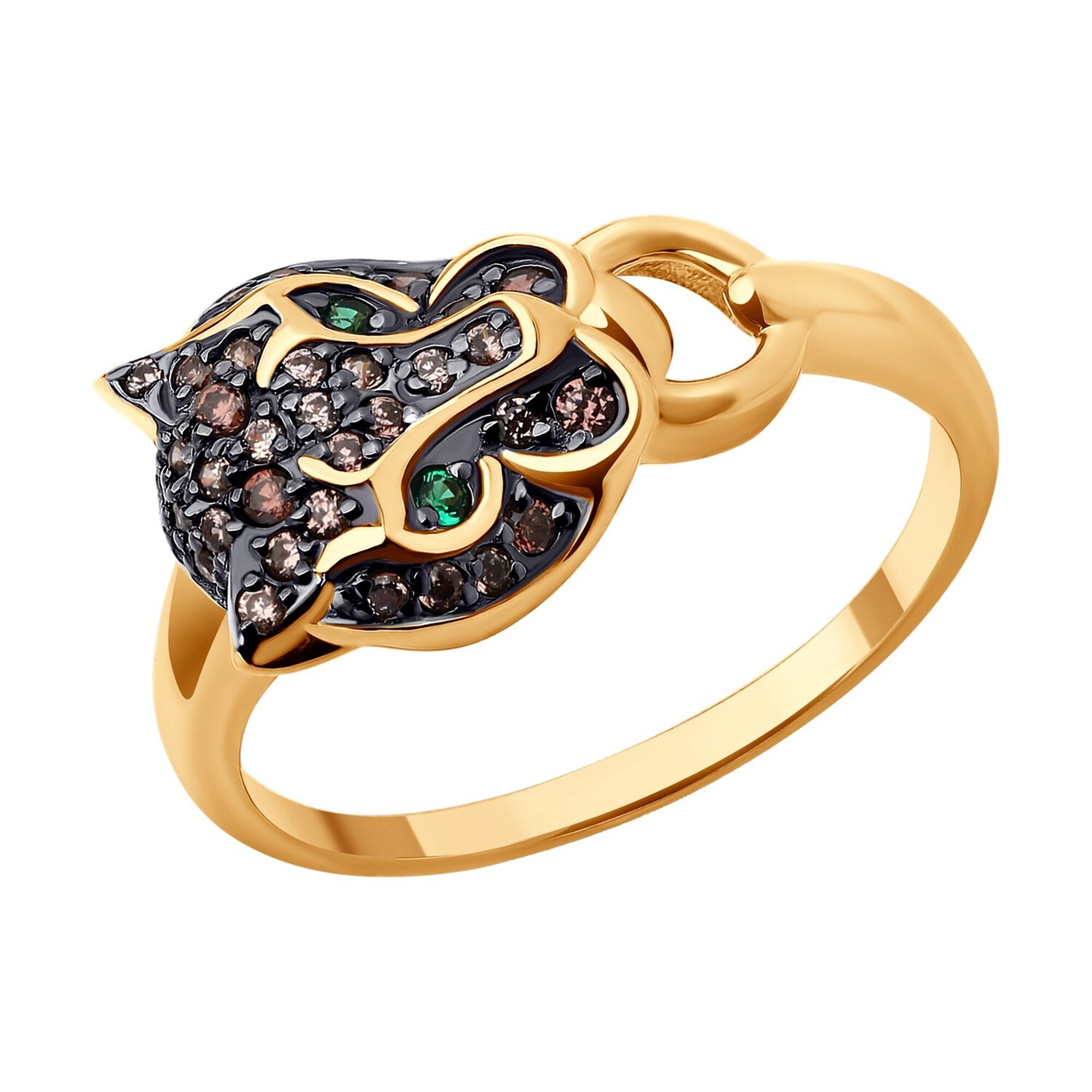 Кольцо Diamant online, красное золото, 585 проба, фианит