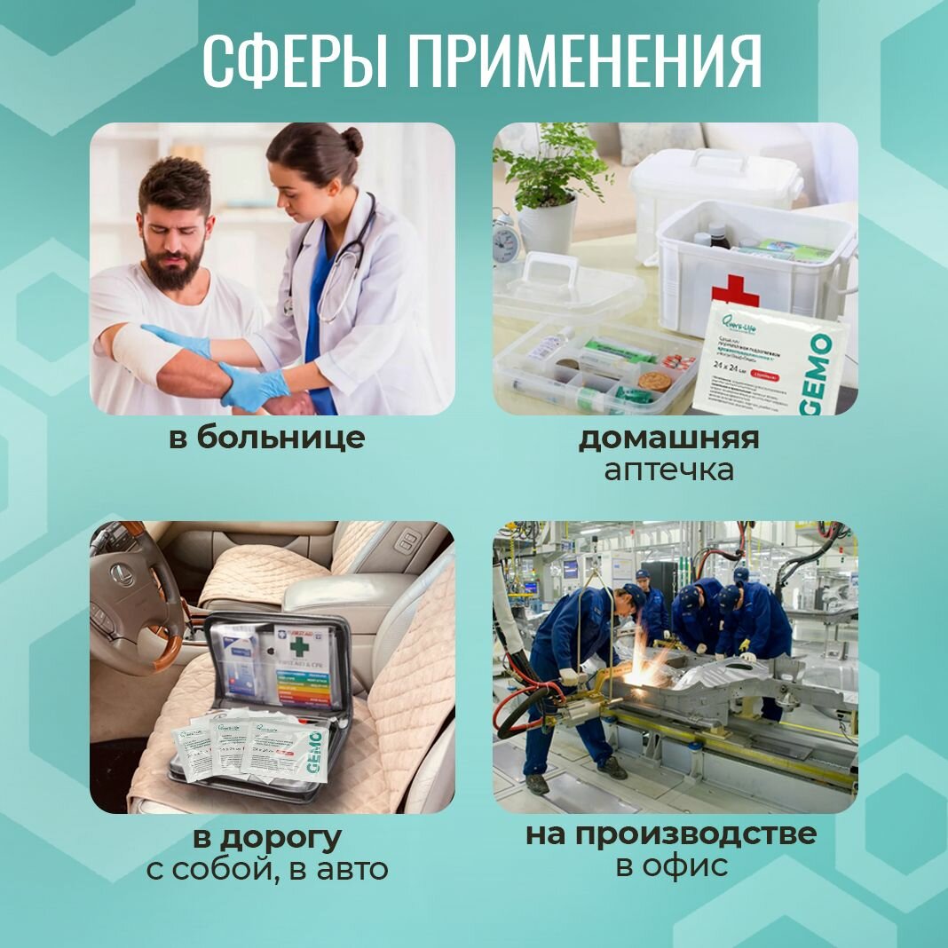 Кровоостанавливающий Пластырь Гемостатическая салфетка Эверслайф гемо Evers-life GEMO, 24х24см
