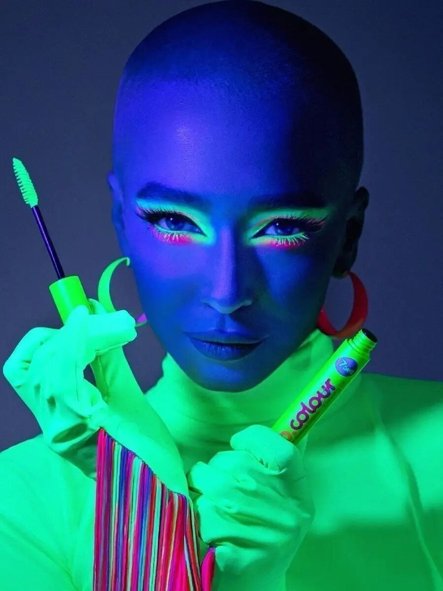7DAYS Тушь для ресниц и волос цветная, зеленая B.COLOUR, UV NEON — фото 1