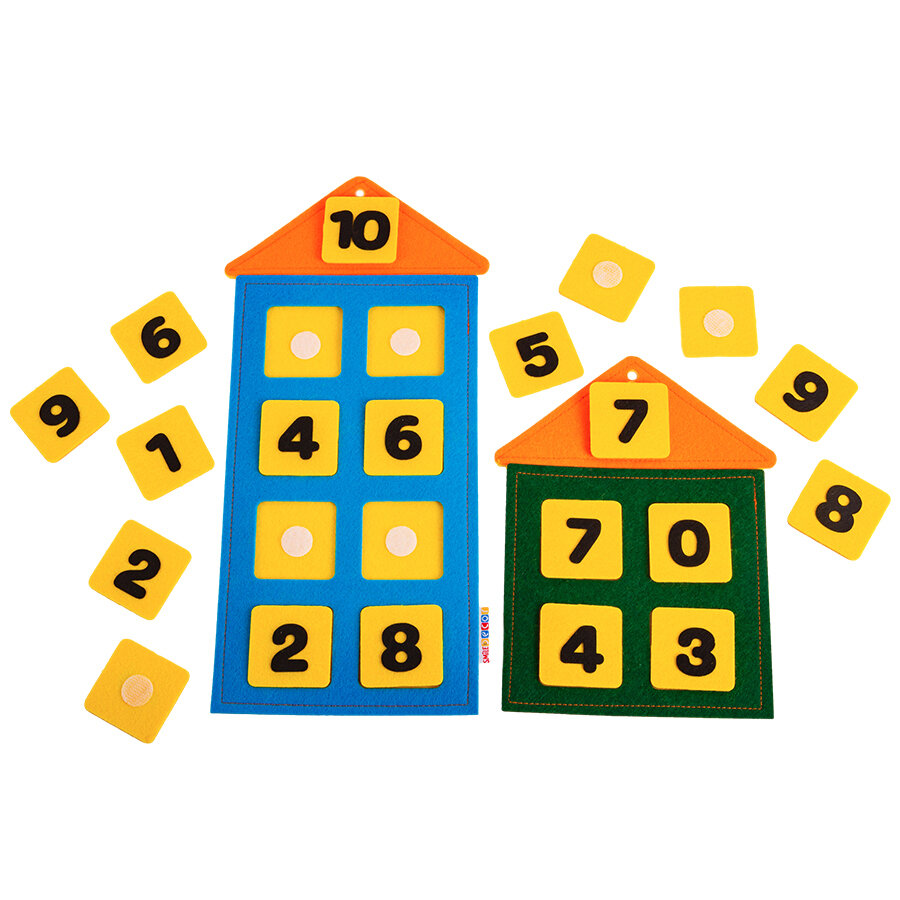 Числовые домики из фетра обучающая игра настольная — фото 1