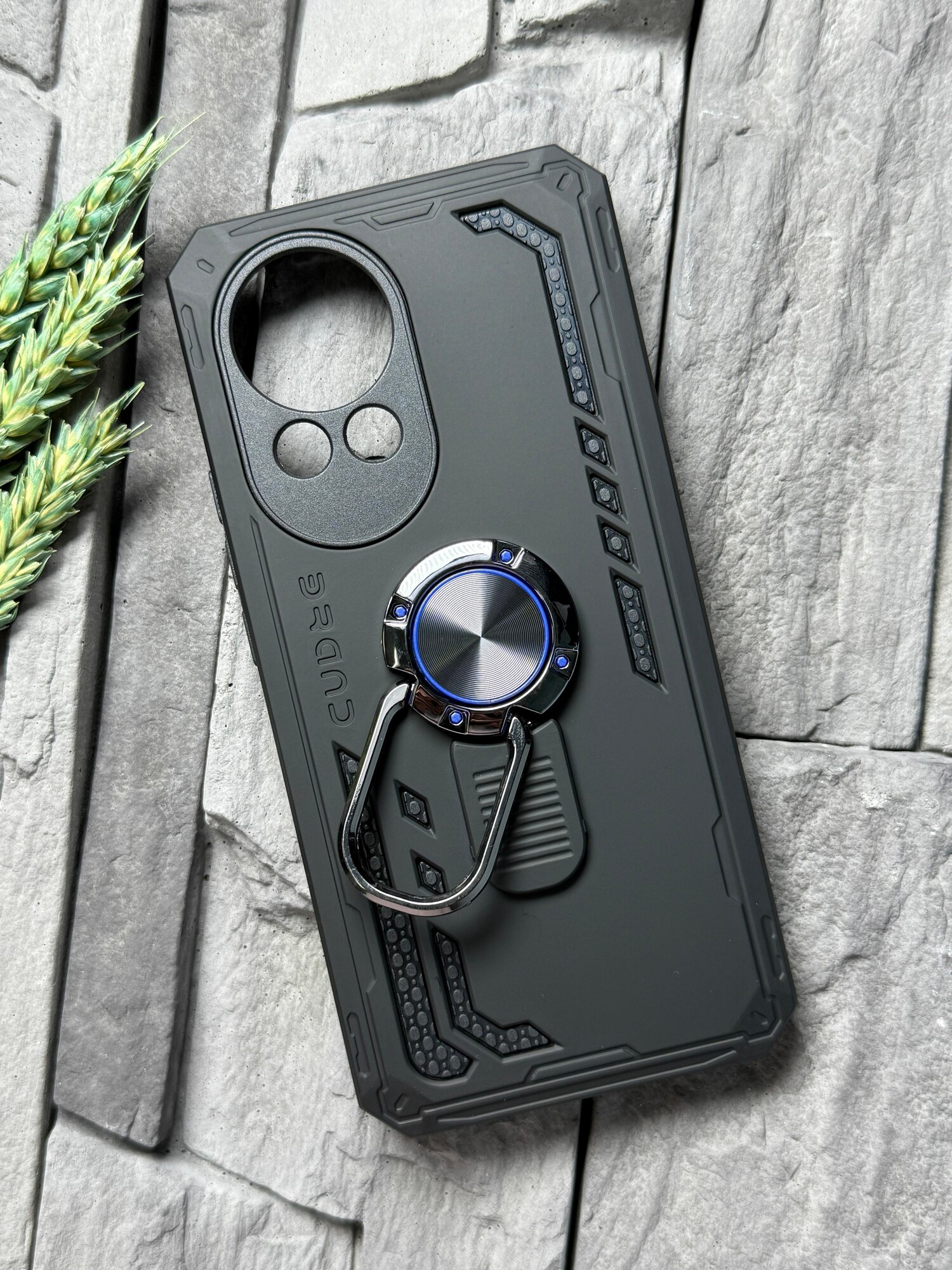 Чехол противоударный для Huawei Nova 13 ( Хуавей Нова 13 ) с функцией подставки, с кольцом-держателем, ударопрочный, усиленный, черный — фото 1