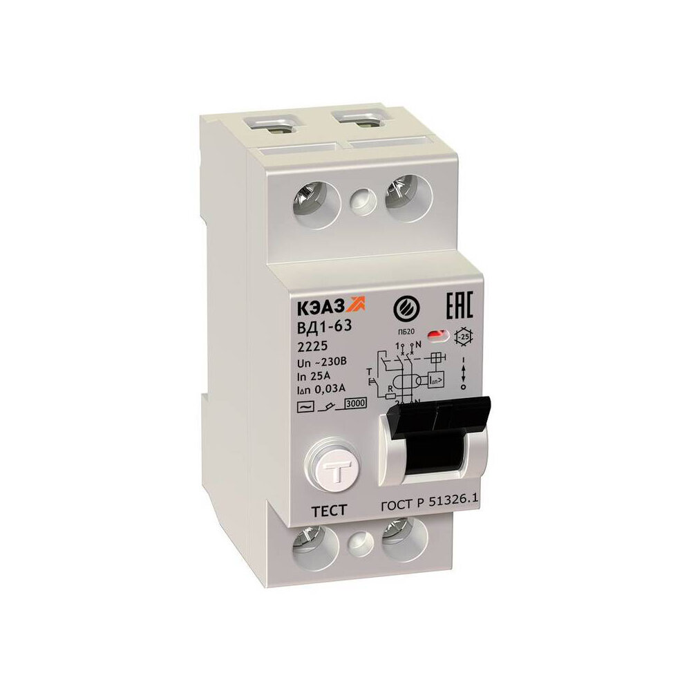 КЭАЗ ВДТ без защиты от сверхтоков ВД1-63-2463-АС-УХЛ4 (2P 63 300mA)