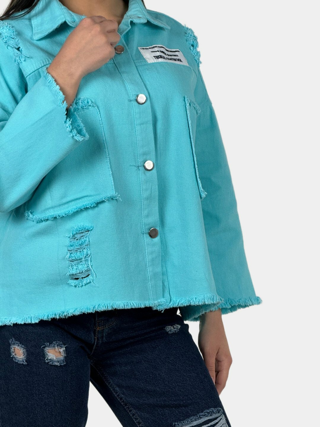 Куртка джинсовая , размер One Size, голубой, — фото 1