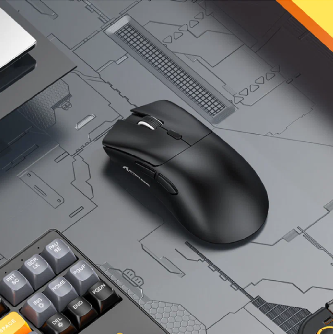 Мышь игровая беспроводная Attack Shark R1 компьютерная Bluetooth + 2.4Ghz USB + проводная мышка, черная — фото 1