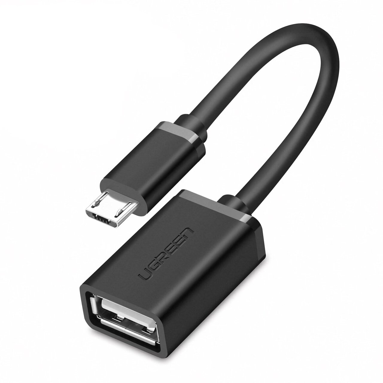 Кабель UGREEN US133 (10396) Micro USB Male to USB-A Female Cable With OTG Nickel Plating. Длина: 10 см. Цвет: черный