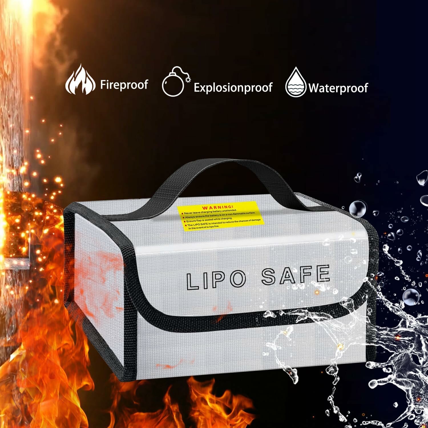 1 x сумка для зарядки и хранения Lipo Safe, 185x120x80 мм, прочная и складная.